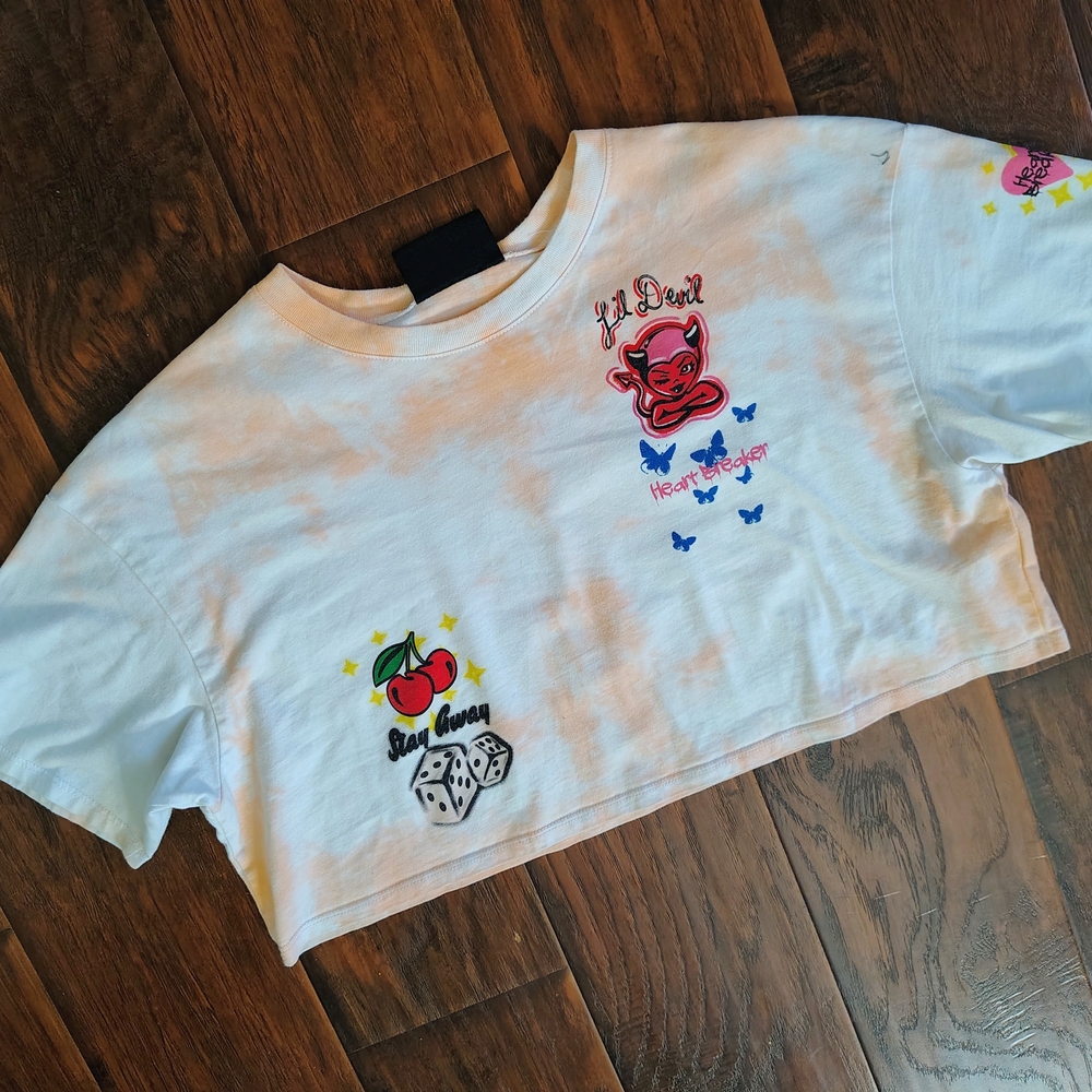 Vitriol Airbrush style tie dye crop top t-shirt Street Wear Gift